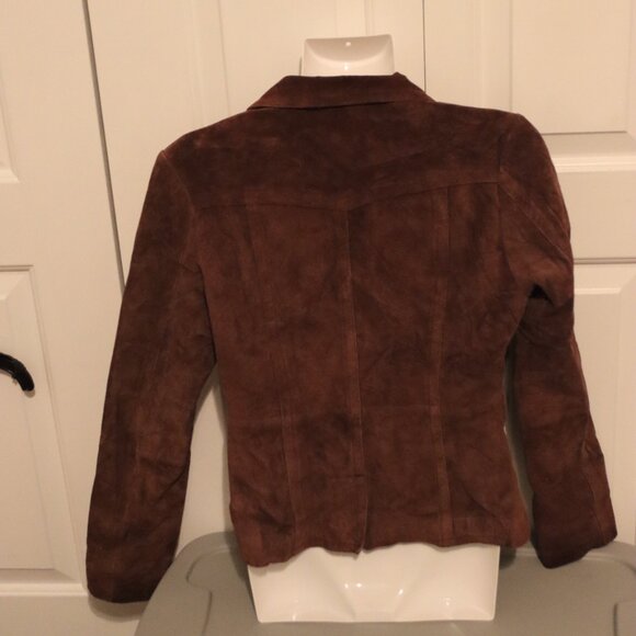 Fitted Suede Leather one button Charlotte Russe jacket Small 100% leather Brown - Picture 14 of 16